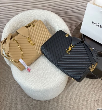 YSL GRAIN DE POUDRE MATELASSE CHEVRON SHOPPING BAG GOLD HARDWARE BEIGE 32CM