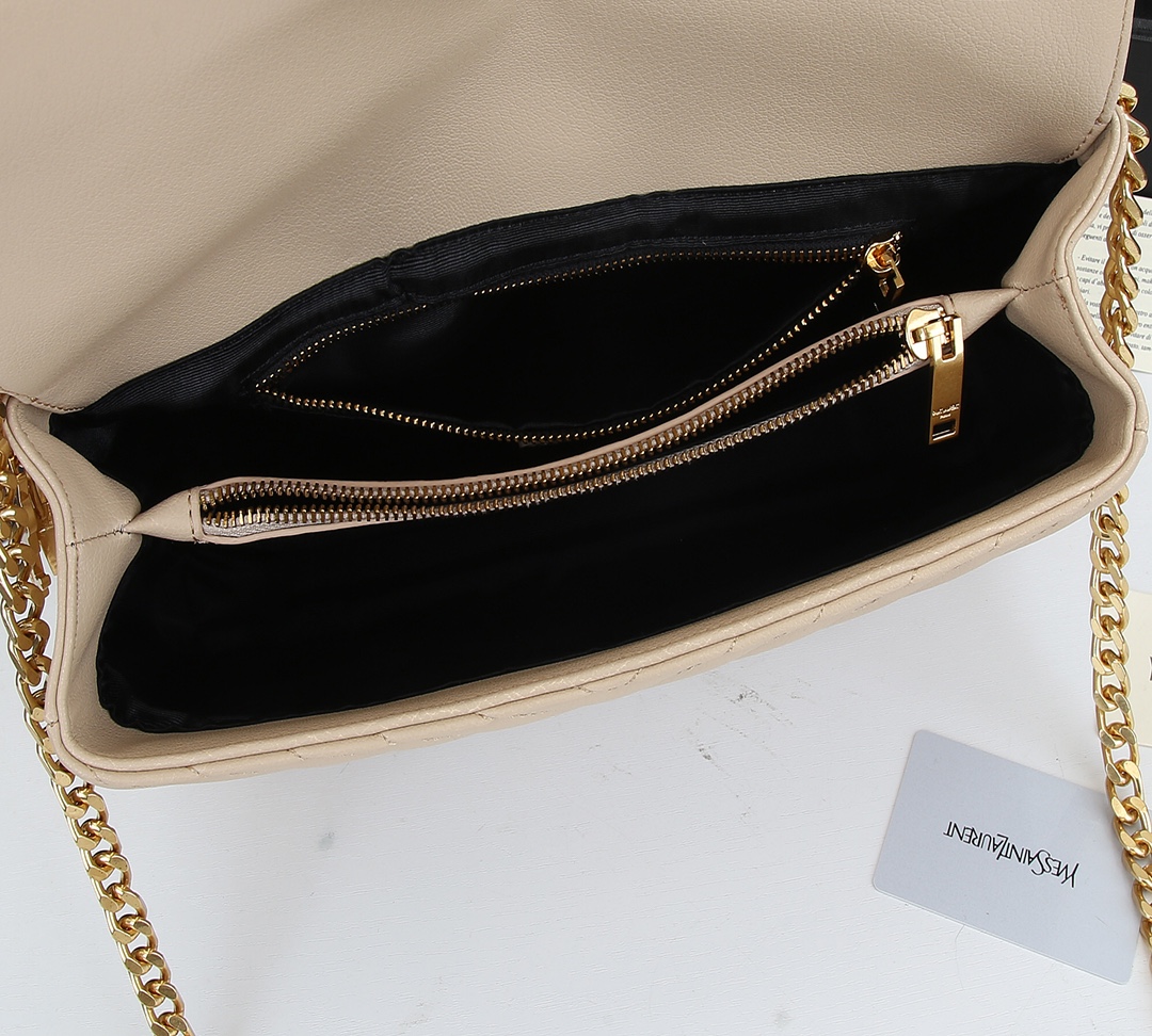 YSL COLLEGE LARGE CHAIN BAG BEIGE 25CM