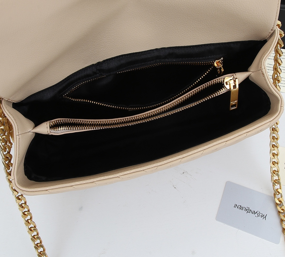 YSL COLLEGE LARGE CHAIN BAG BEIGE 25CM