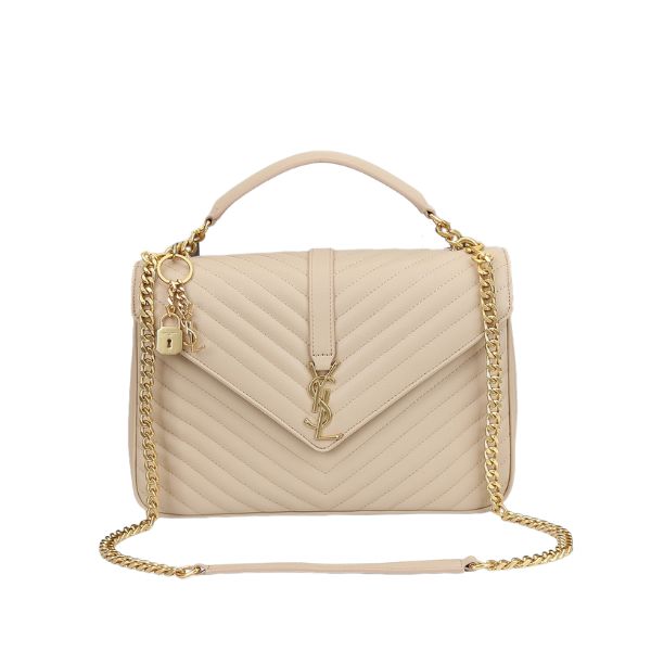 YSL COLLEGE LARGE CHAIN BAG BEIGE 25CM