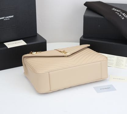 YSL COLLEGE LARGE CHAIN BAG BEIGE 25CM