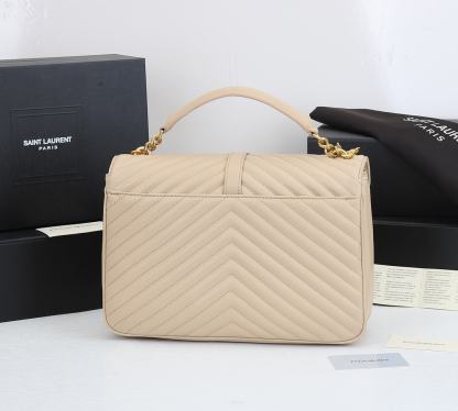 YSL COLLEGE LARGE CHAIN BAG BEIGE 25CM