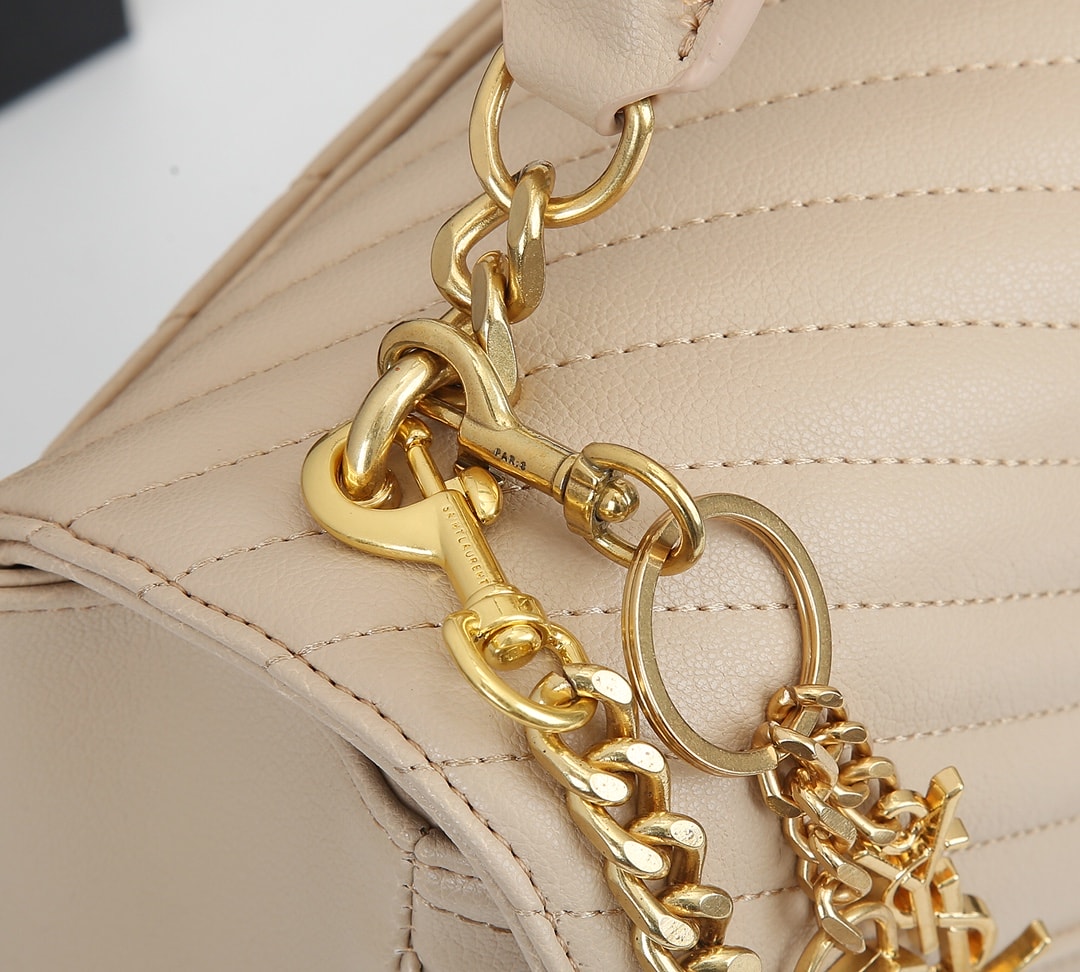 YSL COLLEGE LARGE CHAIN BAG BEIGE 25CM