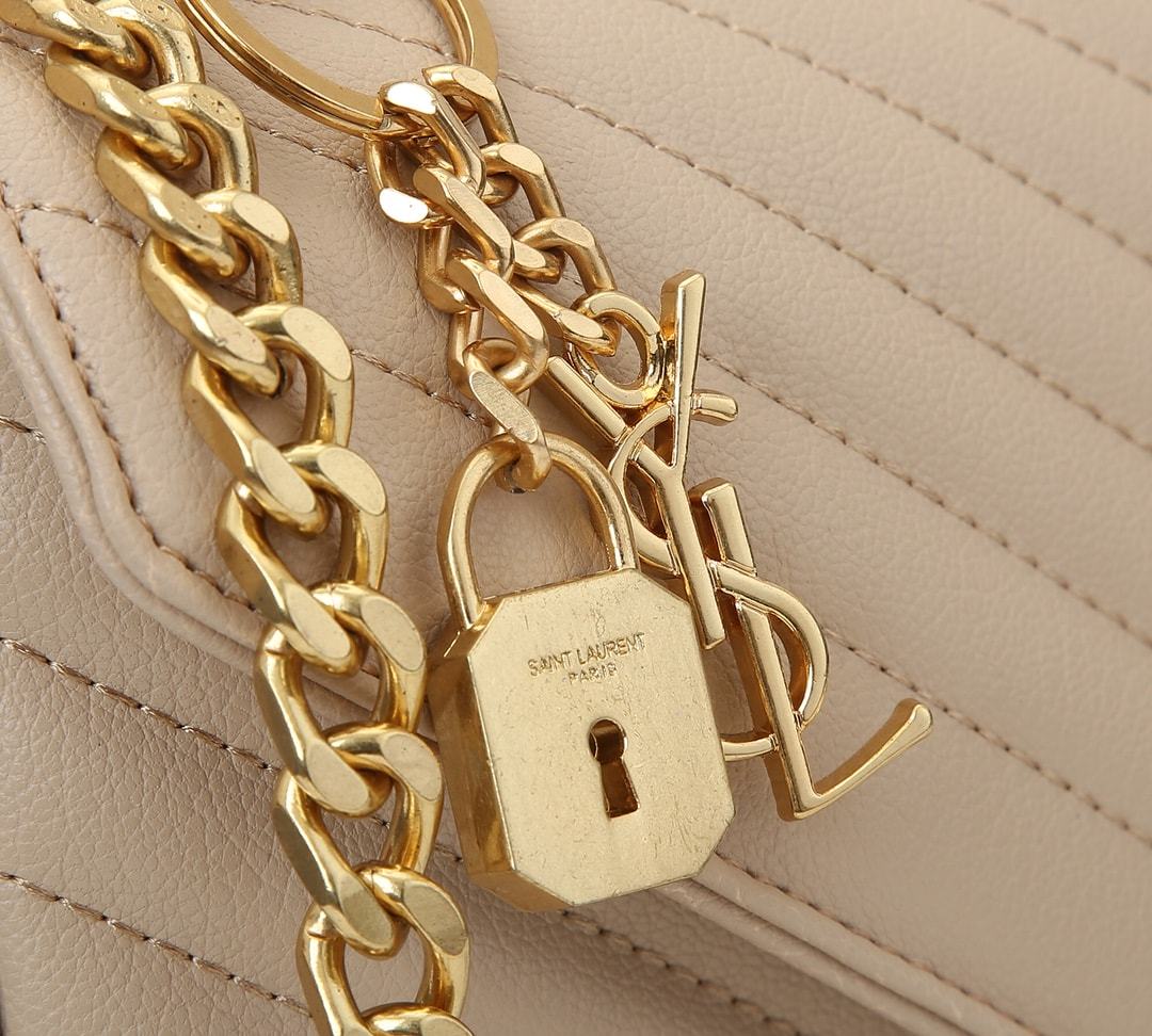 YSL COLLEGE LARGE CHAIN BAG BEIGE 25CM