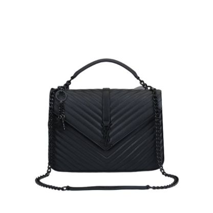 YSL COLLEGE LARGE CHAIN BAG BLACK TONE HARDWARE 32CM