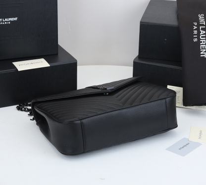 YSL COLLEGE LARGE CHAIN BAG BLACK TONE HARDWARE 32CM