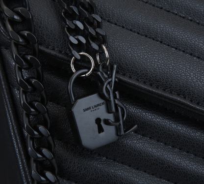 YSL COLLEGE LARGE CHAIN BAG BLACK TONE HARDWARE 32CM