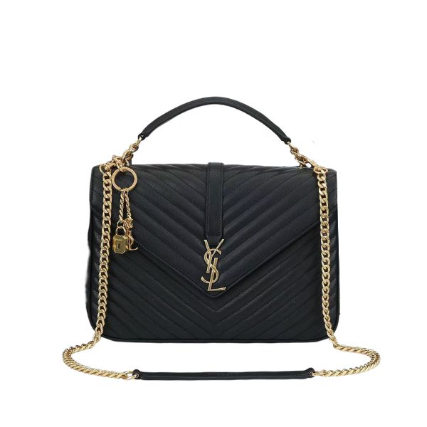 YSL COLLEGE LARGE CHAIN BAG BLACK 25CM 600278BRM071000