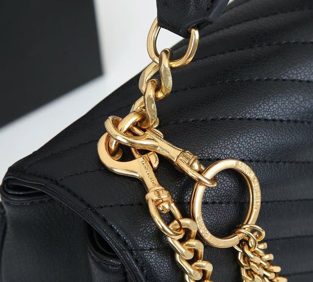 YSL COLLEGE LARGE CHAIN BAG BLACK 25CM 600278BRM071000