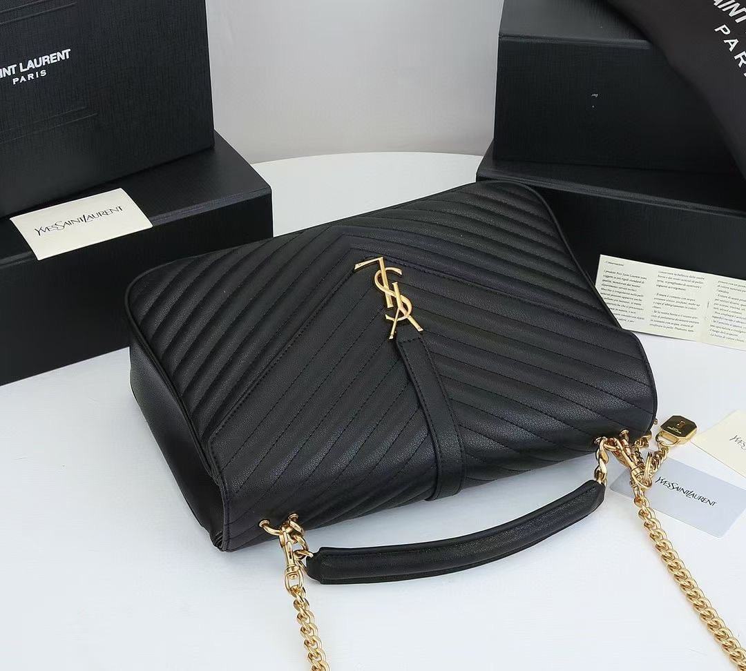 YSL COLLEGE LARGE CHAIN BAG BLACK 25CM 600278BRM071000