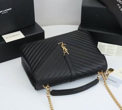YSL COLLEGE LARGE CHAIN BAG BLACK 25CM 600278BRM071000
