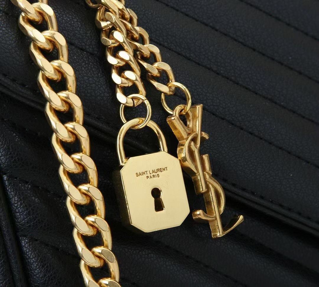 YSL COLLEGE LARGE CHAIN BAG BLACK 25CM 600278BRM071000