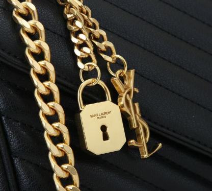 YSL COLLEGE LARGE CHAIN BAG BLACK 25CM 600278BRM071000