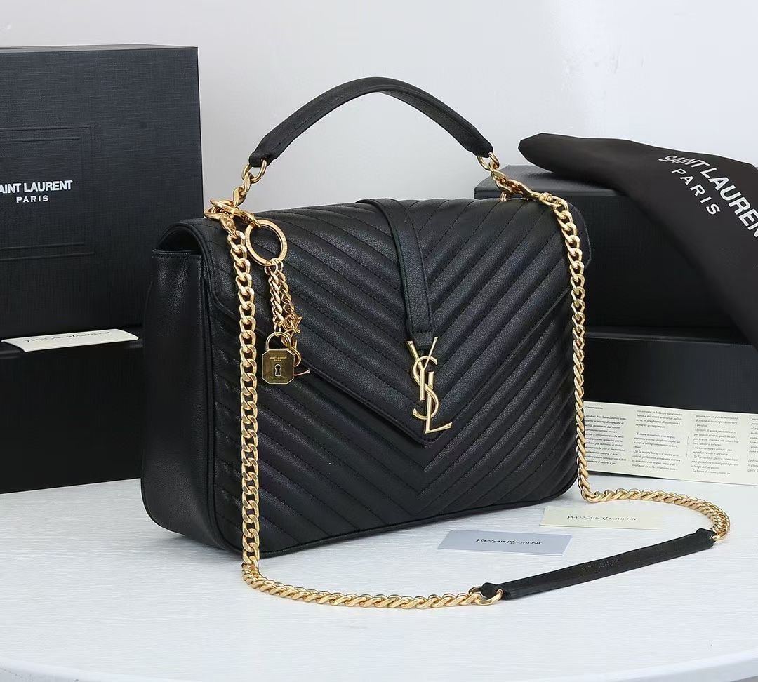 YSL COLLEGE LARGE CHAIN BAG BLACK 25CM 600278BRM071000