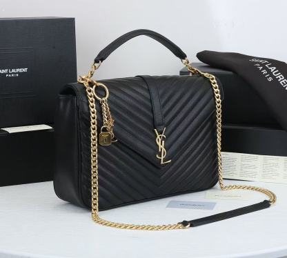 YSL COLLEGE LARGE CHAIN BAG BLACK 25CM 600278BRM071000