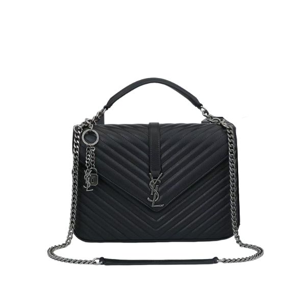 YSL COLLEGE LARGE CHAIN BAG BLACK 32CM 600278BRM041000