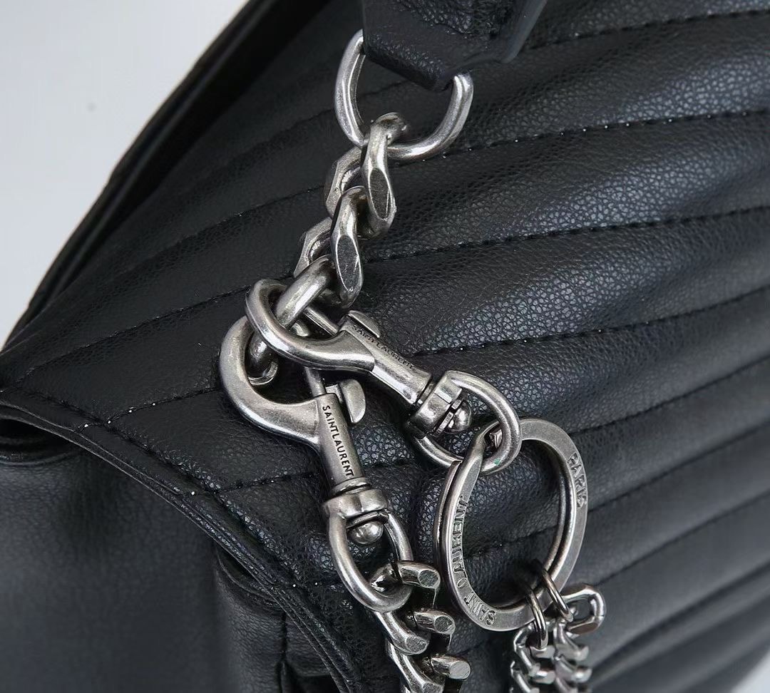 YSL COLLEGE LARGE CHAIN BAG BLACK 32CM 600278BRM041000