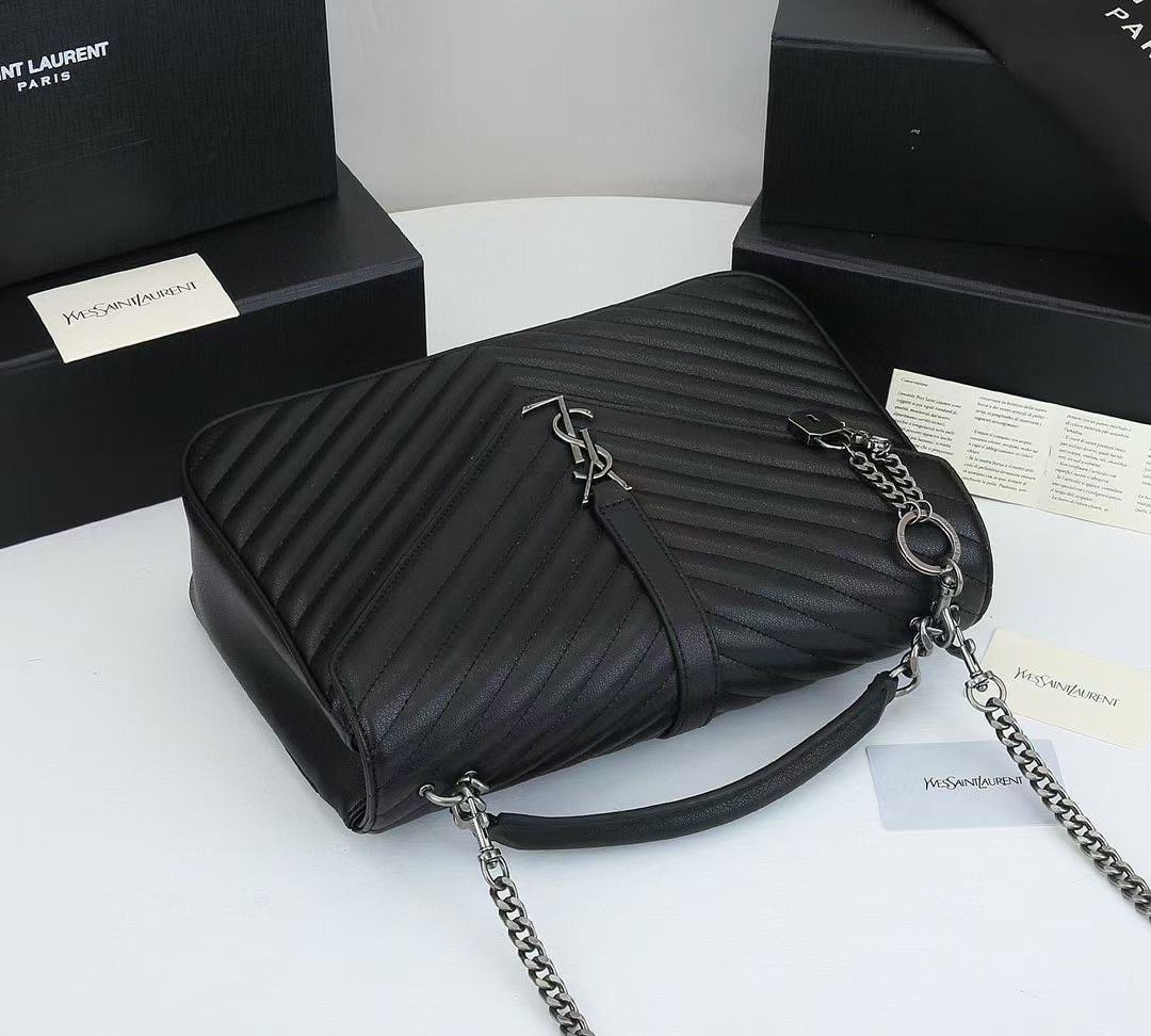 YSL COLLEGE LARGE CHAIN BAG BLACK 32CM 600278BRM041000