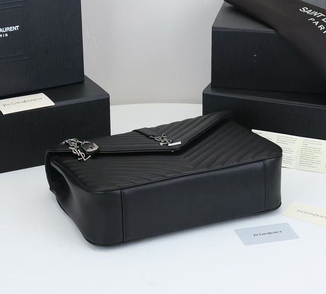 YSL COLLEGE LARGE CHAIN BAG BLACK 32CM 600278BRM041000