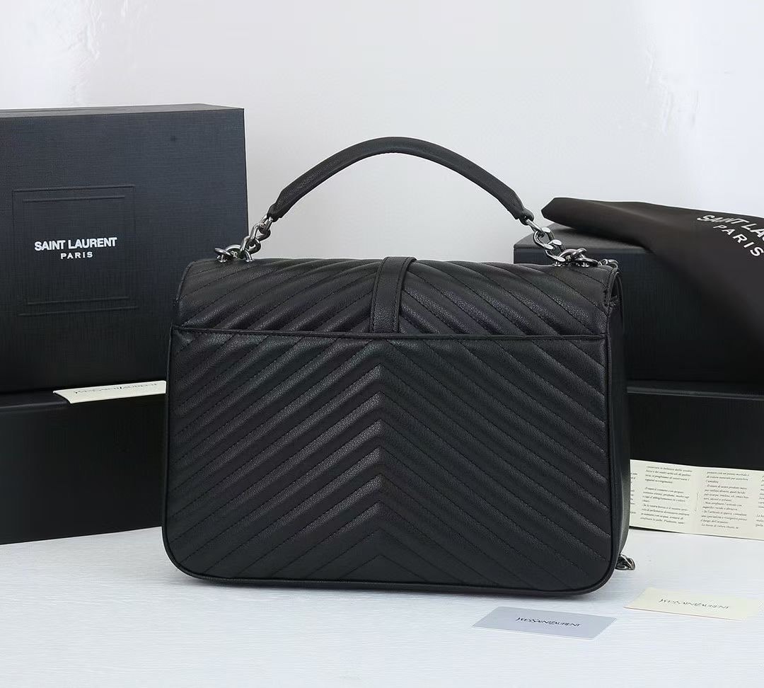 YSL COLLEGE LARGE CHAIN BAG BLACK 32CM 600278BRM041000