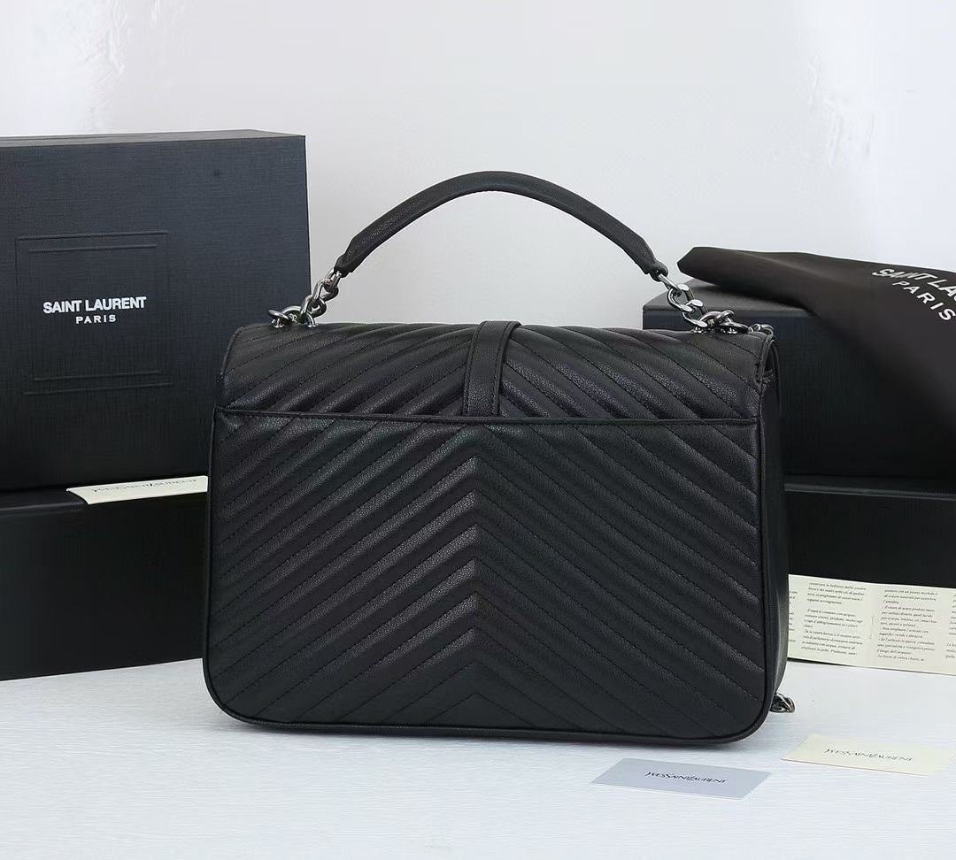 YSL COLLEGE LARGE CHAIN BAG BLACK 32CM 600278BRM041000