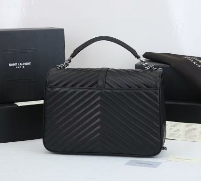 YSL COLLEGE LARGE CHAIN BAG BLACK 32CM 600278BRM041000