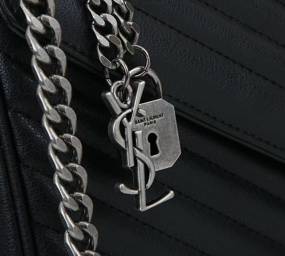 YSL COLLEGE LARGE CHAIN BAG BLACK 32CM 600278BRM041000
