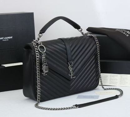 YSL COLLEGE LARGE CHAIN BAG BLACK 32CM 600278BRM041000