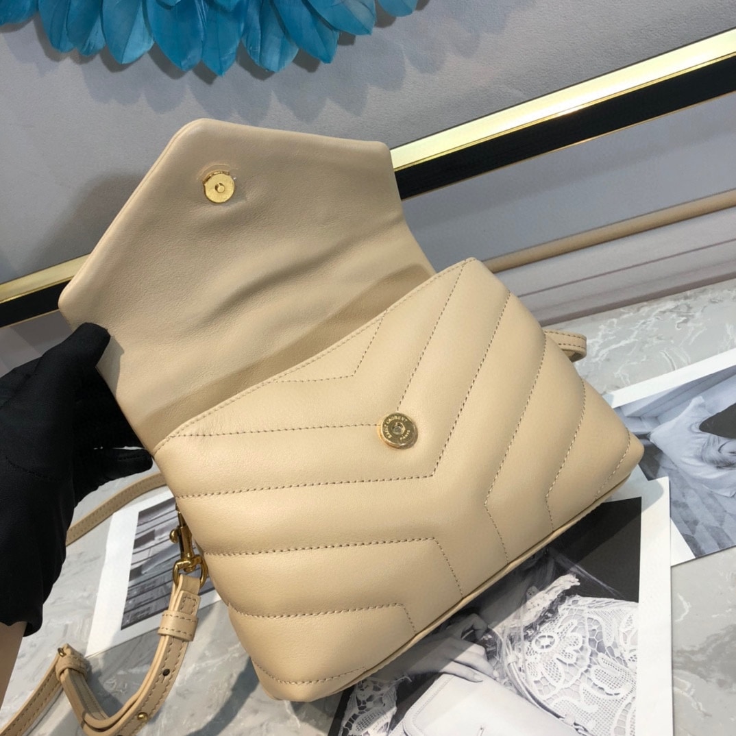 YSL LOULOU TOY STRAP BAG IN QUILTED Y LEATHER BEIGE 678401DV7072721