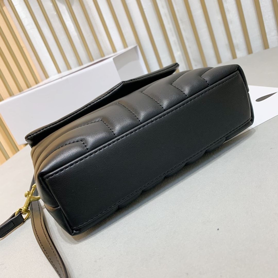 YSL LOULOU TOY STRAP BAG IN QUILTED Y LEATHER BLACK 678401DV7071000