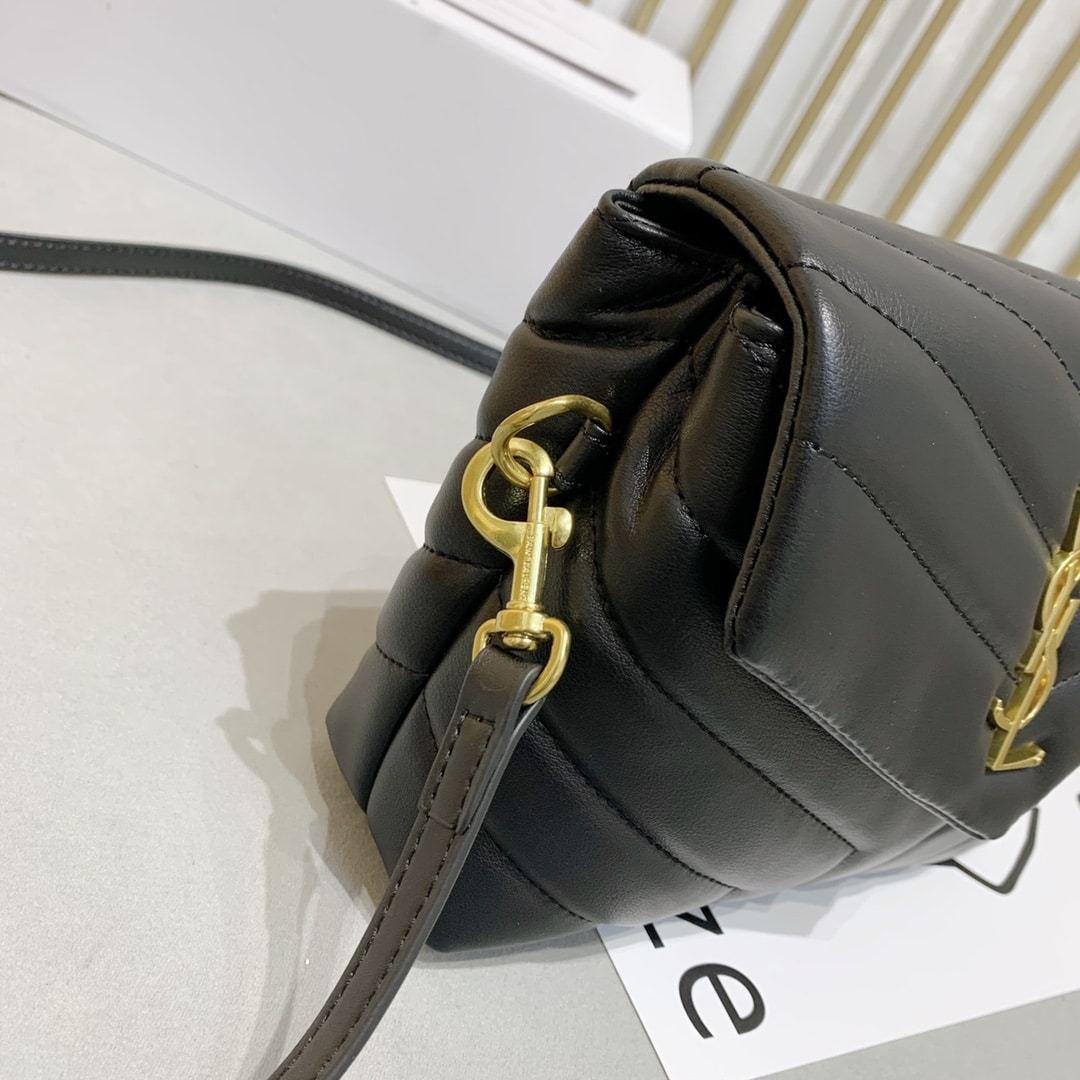 YSL LOULOU TOY STRAP BAG IN QUILTED Y LEATHER BLACK 678401DV7071000