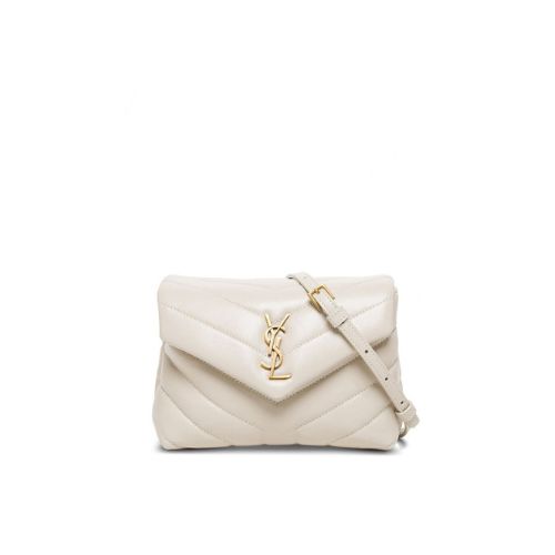 YSL LOULOU TOY STRAP BAG IN QUILTED Y LEATHER WHITE