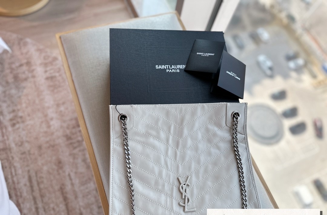 YSL MEDIUM NIKI SHOPPING BAG WHITE 32CM