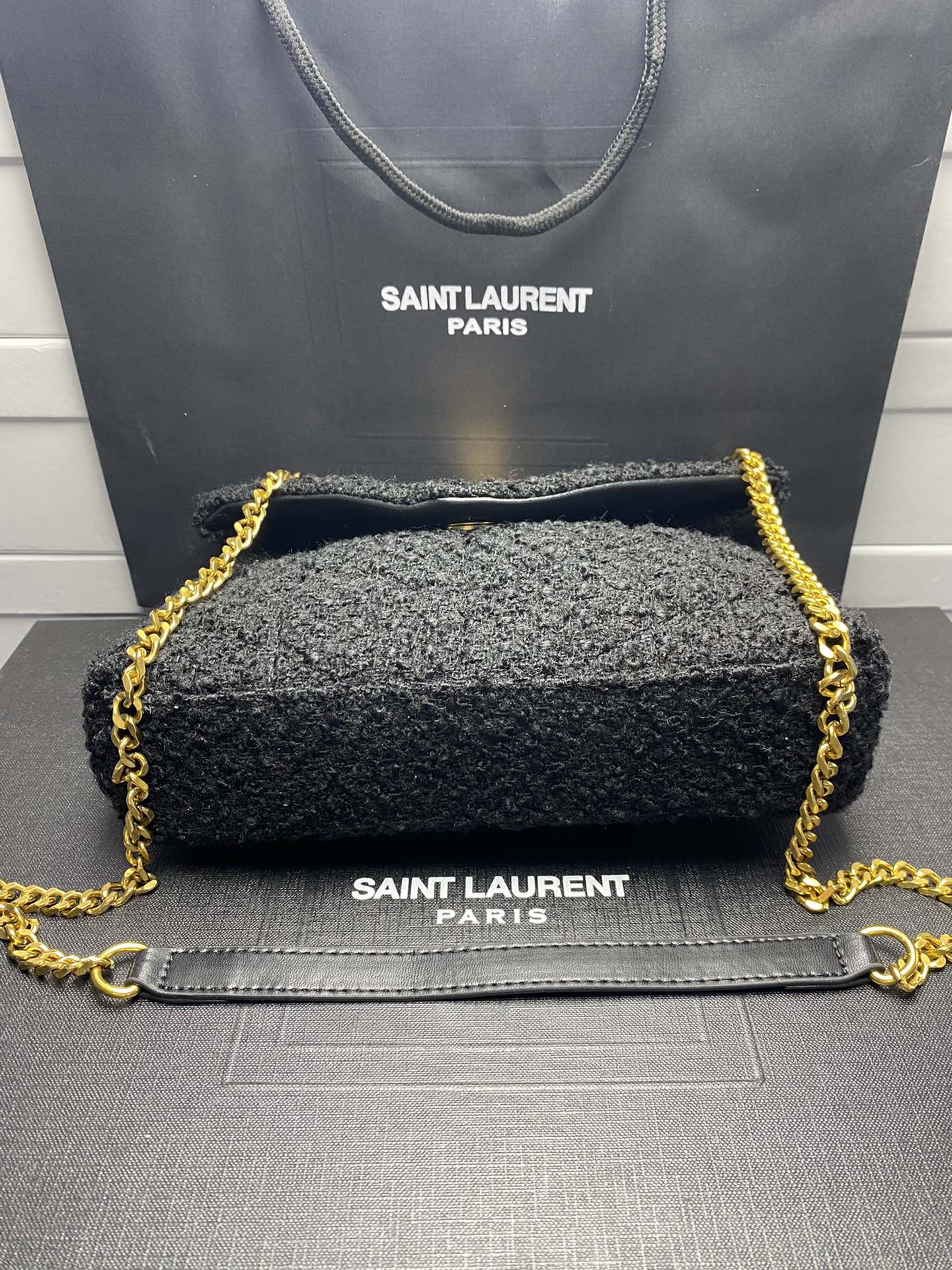 YSL SMALL LOULOU BOUCLE BAG BLACK 23CM