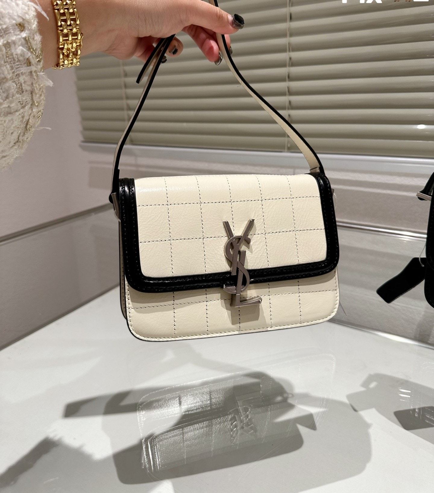 YSL SMALL SOLFERINO SATCHEL WHITE BLACK 18CM