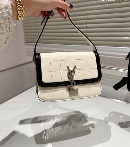 YSL SMALL SOLFERINO SATCHEL WHITE BLACK 18CM