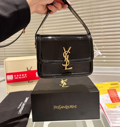 YSL SOLFERINO SMALL SATCHEL IN LACQUERED PATENT LEATHER 634306BMIIW1000