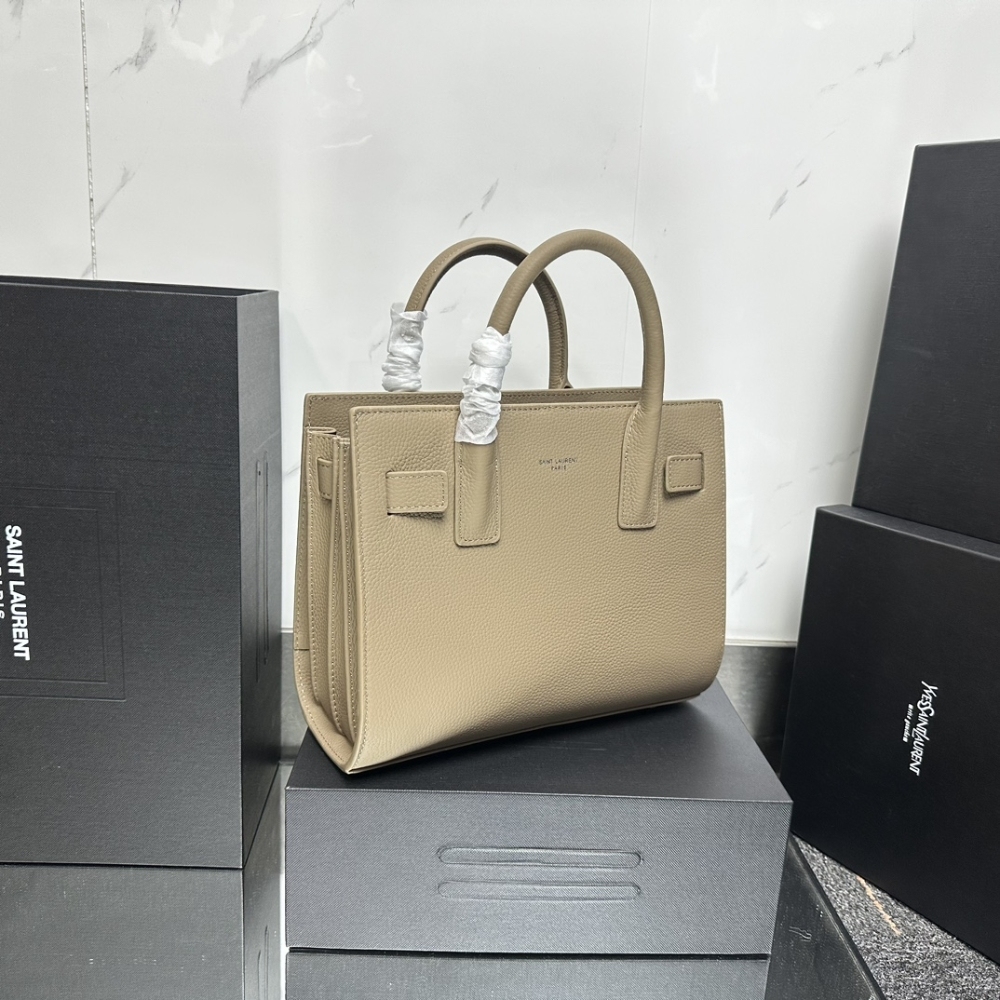 YSL SAC DE JOUR SMALL IN GRAINED LEATHER BEIGE 26CM