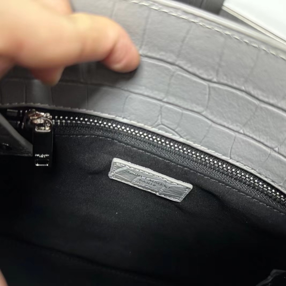 YSL SAC DE JOUR NANO IN CROCODILE EMBOSSED LEATHER GREY 26CM