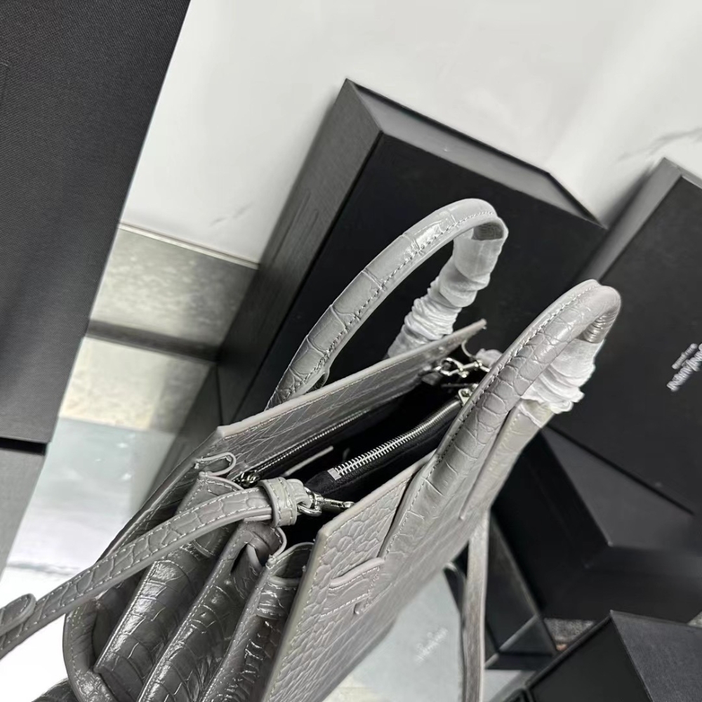 YSL SAC DE JOUR NANO IN CROCODILE EMBOSSED LEATHER GREY 26CM