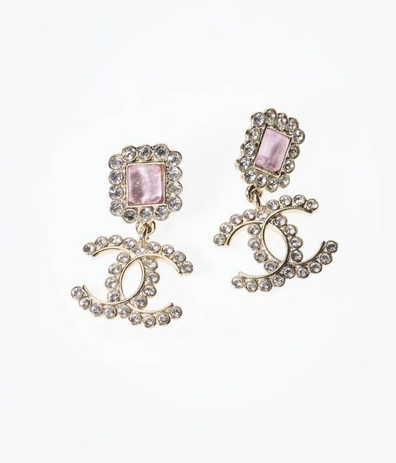 CC CC EARRINGS STRASS PINK