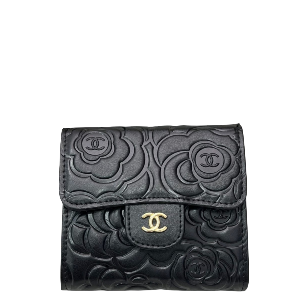 CHL SMALL FLORAL WALLET BLACK 11.5CM