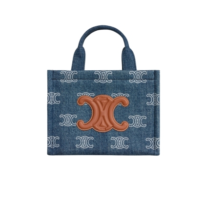 CE TRIOMPHE SMALL CABAS THAIS IN DENIM NAVY 25CM 199162FED 07AT