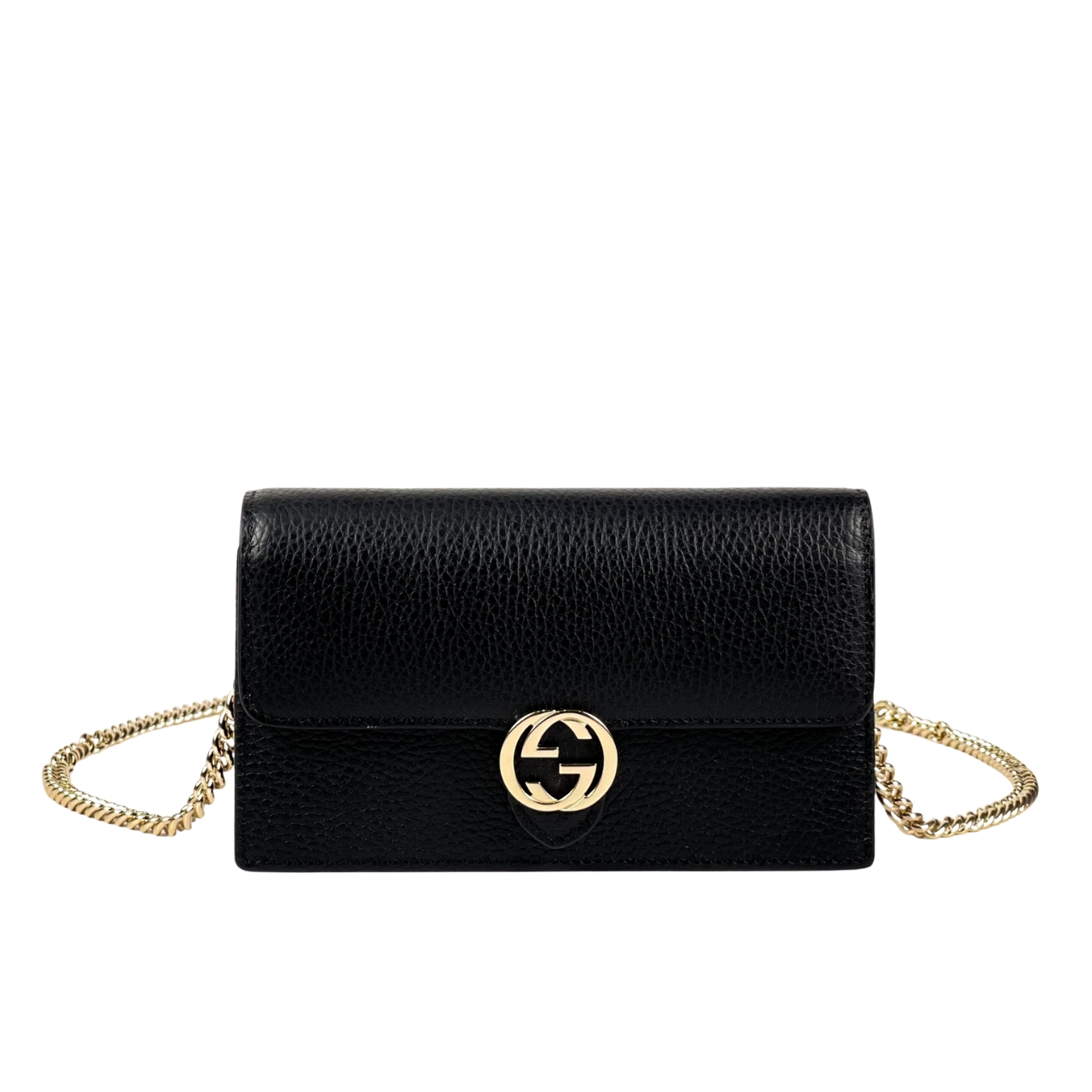 GG ICON GG INTERLOCKING WALLET ON CHAIN CROSSBODY BAG BLACK 21CM 615523 CAO0G 1000