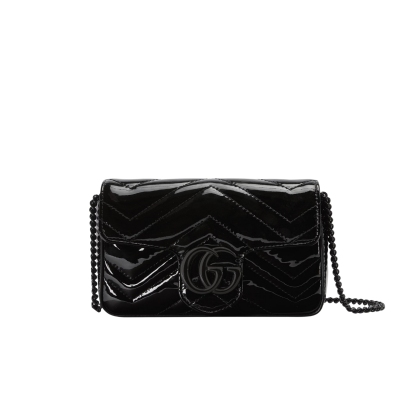 GG GG MARMONT PATENT SUPER MINI BAG BLACK PATENT 476433 AACDE 1000