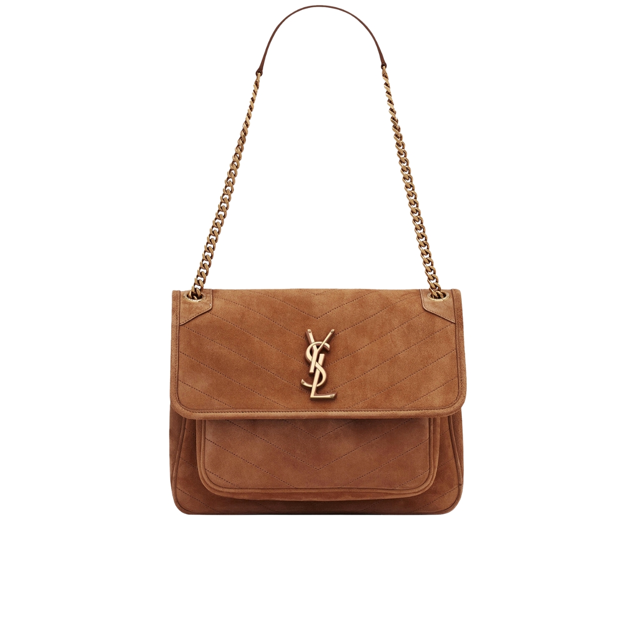YSL NIKI BABY CHAIN BAG IN SUEDE BROWN 6237483