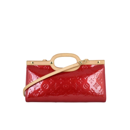 LV MONOGRAM VERNIS ROXBURY DRIVE HANDBAG RED 33CM