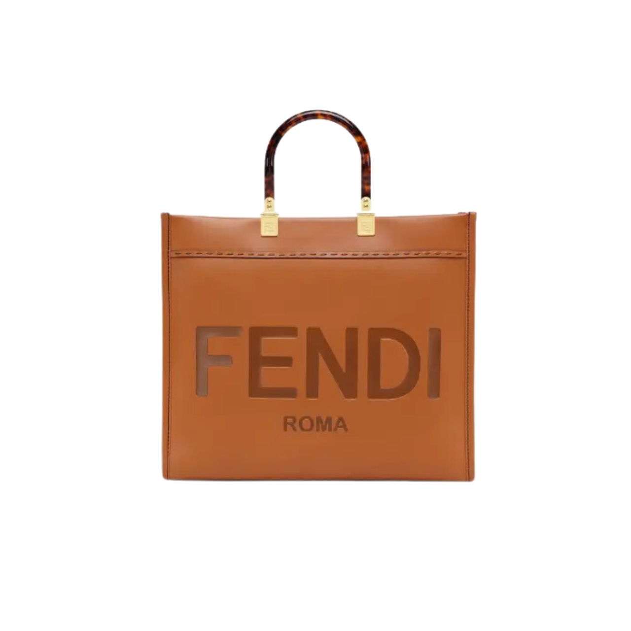 FD SUNSHINE MEDIUM BROWN LEATHER SHOPPER 35CM 8BH386ABVLF0PWZ