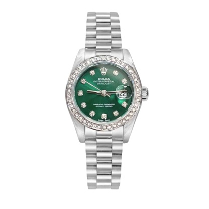 ROLEX LADY DATEJUST 28 SILVER JUBILEE DIAMOND DIAL IN GREEN 28MM