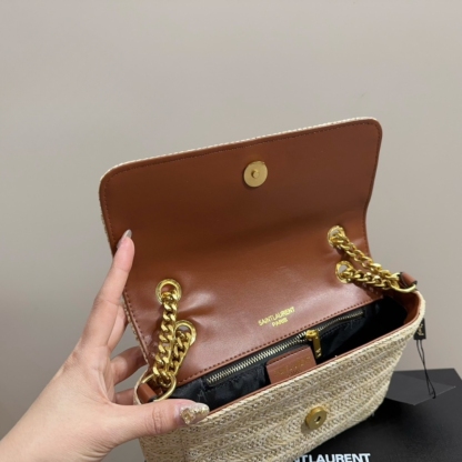 YSL NIKI MEDIUM CHAIN BAG IN RAFFIA AND LEATHER NATURAL 27CM 633187GG66W7069